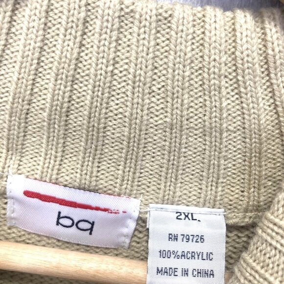 Vintage Y2K bq Oversized Sweater Mens 2XL Beige Brown Stripe Retro Baggy Acrylic - Picture 4 of 16